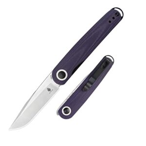 kizer squidward pocket knife for edc, 154cm steel and g10 handle, purple daily folding knife, office knife, v3604c1