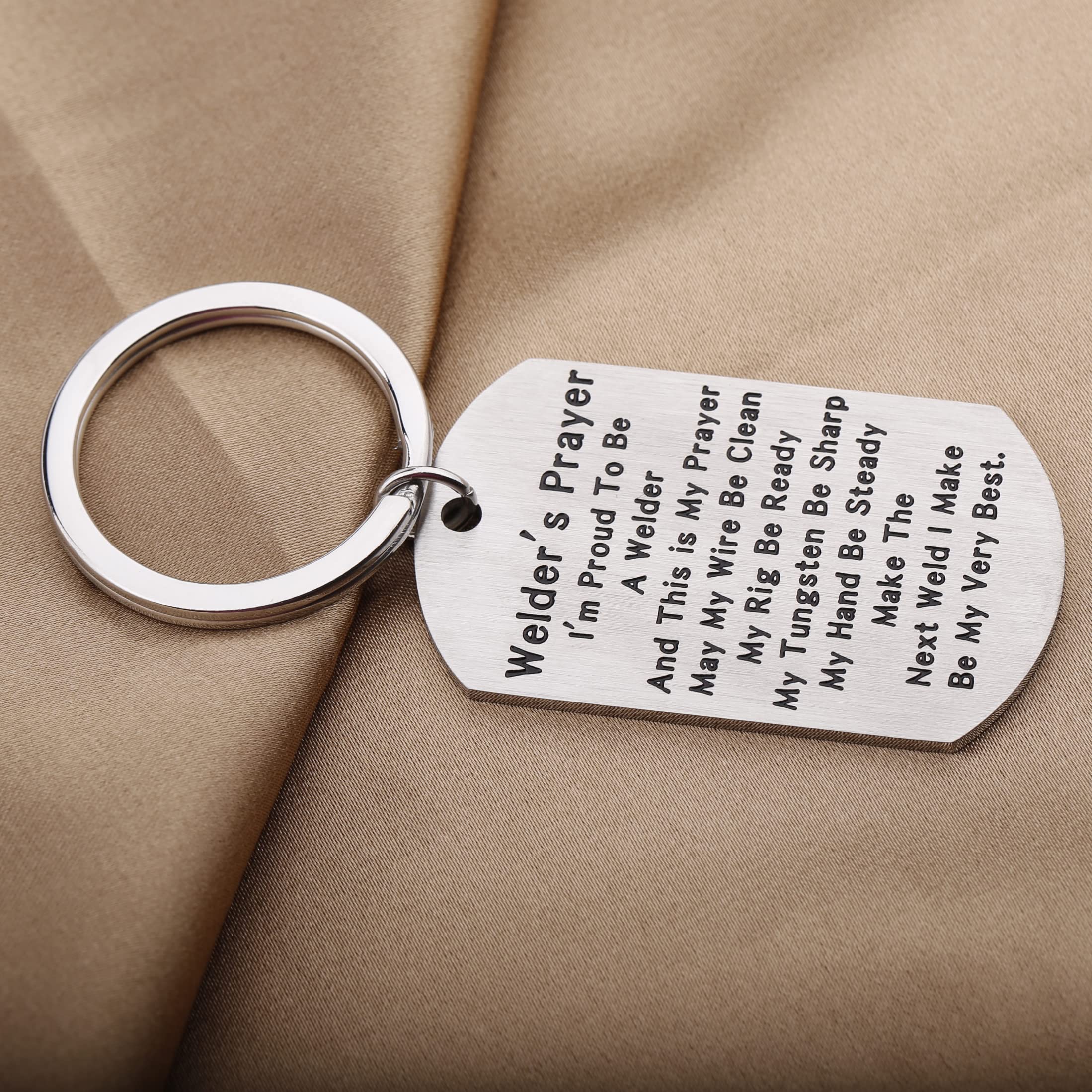 Welder's Prayer Keychain Welder Helmet Jewelry I'm Proud To Be A Welder Jewelry Welder Dog Tag Keychain Welder Gifts (Welder's Prayer KS)