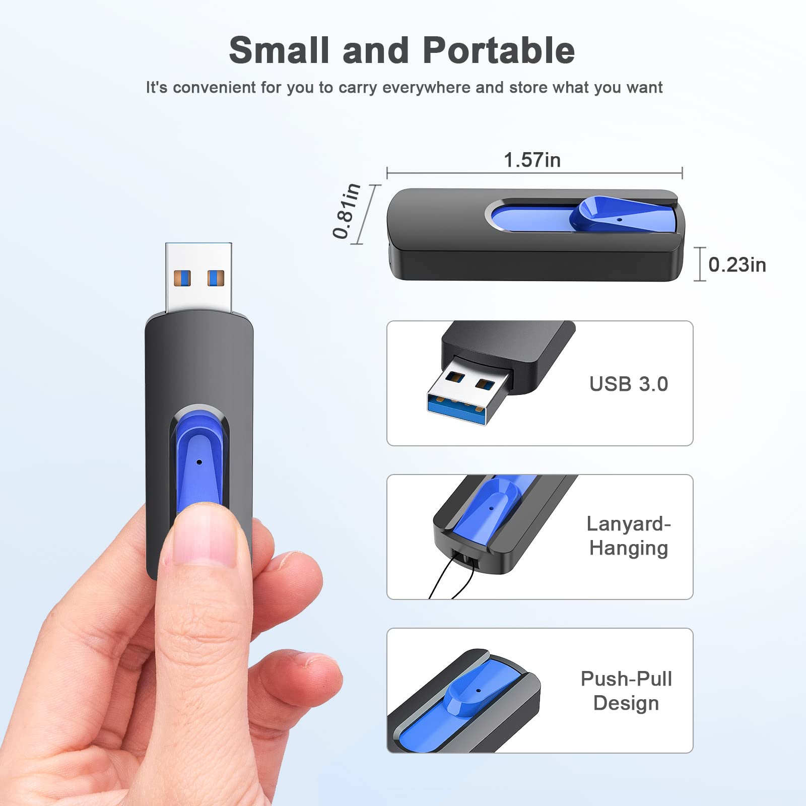 JUANWE USB Flash Drives 128GB 2 Pack 3.0 Flash Drive High Speed Thumb Drive Retractable Slide Memory Sticks for Computers Zip Drive USB Backup Jump Drive with Lanyard Hole