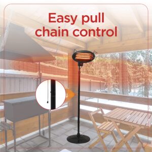 BLACK+DECKER Patio Floor Electric Heater, Patio Heater Stand for Outdoors with 3 Heat Settings