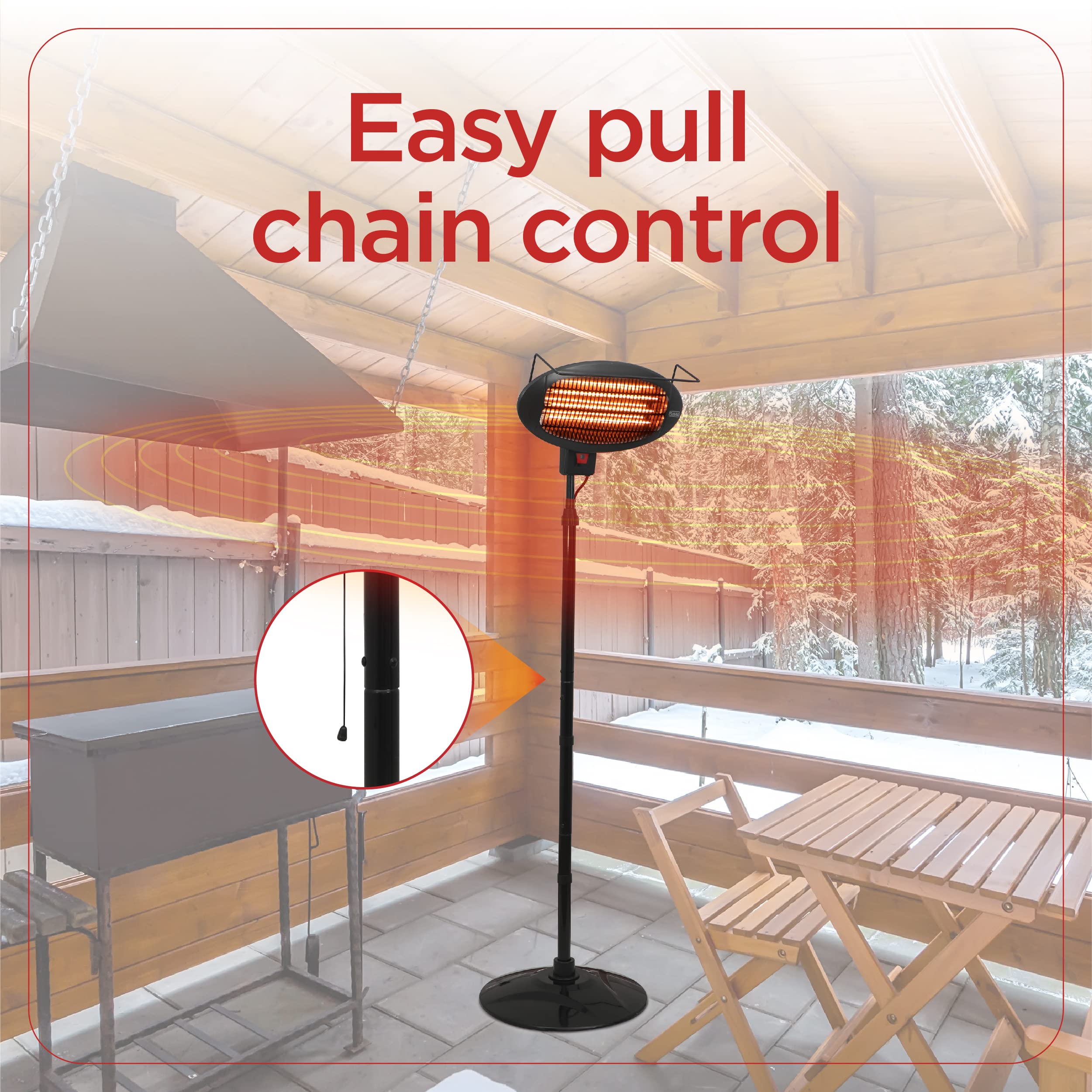 BLACK+DECKER Patio Floor Electric Heater, Patio Heater Stand for Outdoors with 3 Heat Settings