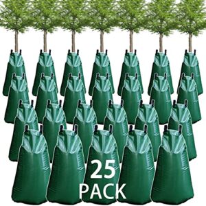 25 pack tree watering bag, 20 gallon slow release watering bag for trees, premium pvc shrub watering bag with heavy duty zipper, durable reusable drip irrigation bag