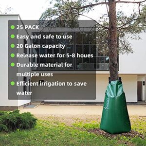 25 Pack Tree Watering Bag, 20 Gallon Slow Release Watering Bag for Trees, Premium PVC Shrub Watering Bag with Heavy Duty Zipper, Durable Reusable Drip Irrigation Bag