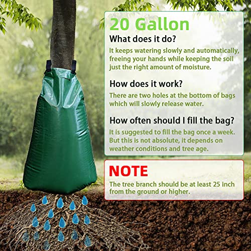 25 Pack Tree Watering Bag, 20 Gallon Slow Release Watering Bag for Trees, Premium PVC Shrub Watering Bag with Heavy Duty Zipper, Durable Reusable Drip Irrigation Bag