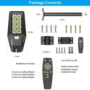 AKOFUN 2 Pack 1600W Solar Street Light, 120000 Lumens Dusk to Dawn Solar Outdoor Lights Motion Sensor Waterproof IP66 6000K Security Solar Flood Light for Yard, Garage, Garden