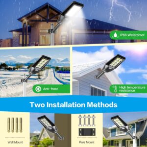 AKOFUN 2 Pack 1600W Solar Street Light, 120000 Lumens Dusk to Dawn Solar Outdoor Lights Motion Sensor Waterproof IP66 6000K Security Solar Flood Light for Yard, Garage, Garden