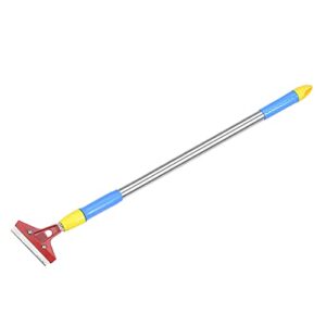uxcell 49" adjustable floor scraper strengthening alloy head long handle flooring removal tool with cover for window paint glass wall
