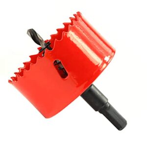 2-3/4 inch hole saw with arbor mandrel,hss bi-metal & heavy duty steel design, for metal,stainless steel,cornhole boards,drywall,plastic,brass,aluminum,iron and wood(70mm)