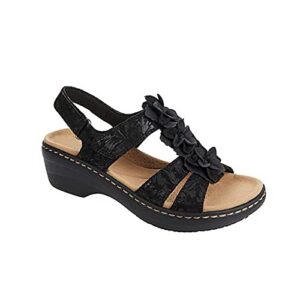 frostluinai summer sandals for women comfortable light breathable open-toed beach sandal casual openwork ankle straps shoes footwear black 9