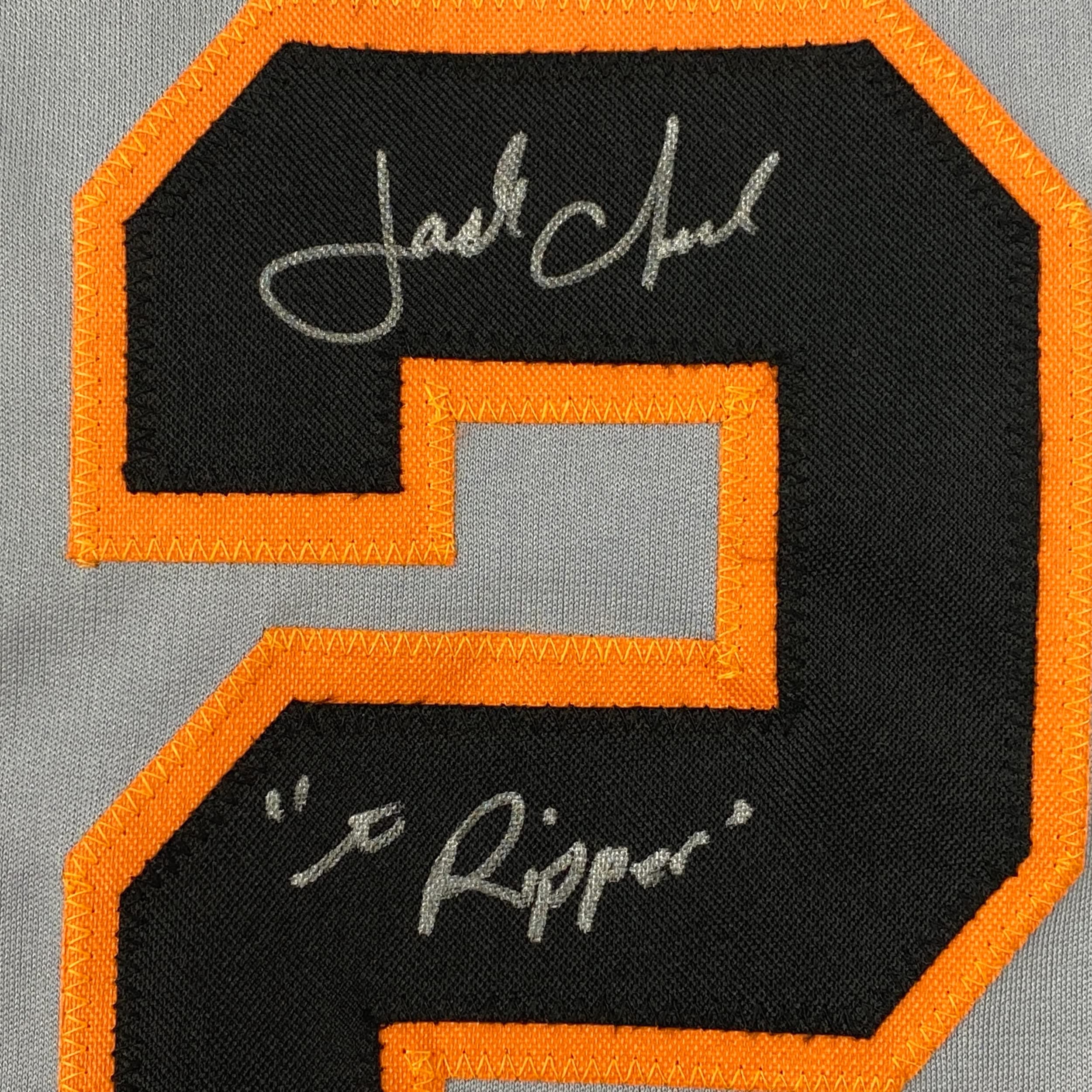 Autographed/Signed Jack Clark The Ripper San Francisco Grey Baseball Jersey JSA COA