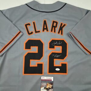 Autographed/Signed Jack Clark The Ripper San Francisco Grey Baseball Jersey JSA COA