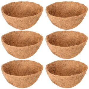 legigo 6 pack 14 inch hanging basket coco liners replacement, 100% natural round coconut coco fiber planter basket liners for hanging basket flowers/vegetables