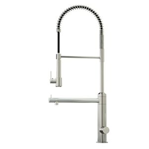 cwm commercial pull down kitchen faucet with sprayer-modern high arch stainless steel kitchen sink faucets with pre-rinse sprayer for kitchen sinks,brushed nickel,26.61inch
