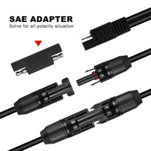 JYFT Solar Panel Connector to SAE Adapter Cable 12AWG 1FT/35CM, Solar to SAE Cable PV Extension Wire for Automobiles, Motorcycles, and Outdoor Solar Installations