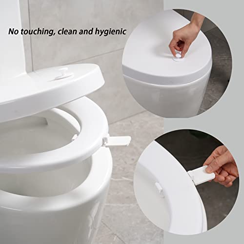 LAJAR Toilet Seat Lid Lifter Tabs, Touch Free Toilet Seat Holder Cover Handle Lifter for Home Hotel Restaurant(White)