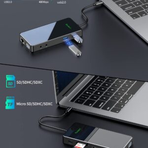 USB C Docking Station, Teolant 11 in 1 Quadruple Display Laptop Docking Station Triple Monitors, Displaylink USB C Dock Dual HDMI VGA Adapter, Compatible with MacBook M1 M2 HP Dell Lenovo