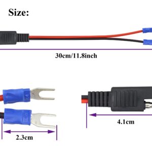 AAOTOKK (2Pack SAE to Fork Ring Terminals Plug Cable U Type Terminal to SAE Power Automotive Solar Panel Charging Cable18AWG 2 Pin Quick Connect/Disconnect Jack SAE Connector(30cm/U Ring)