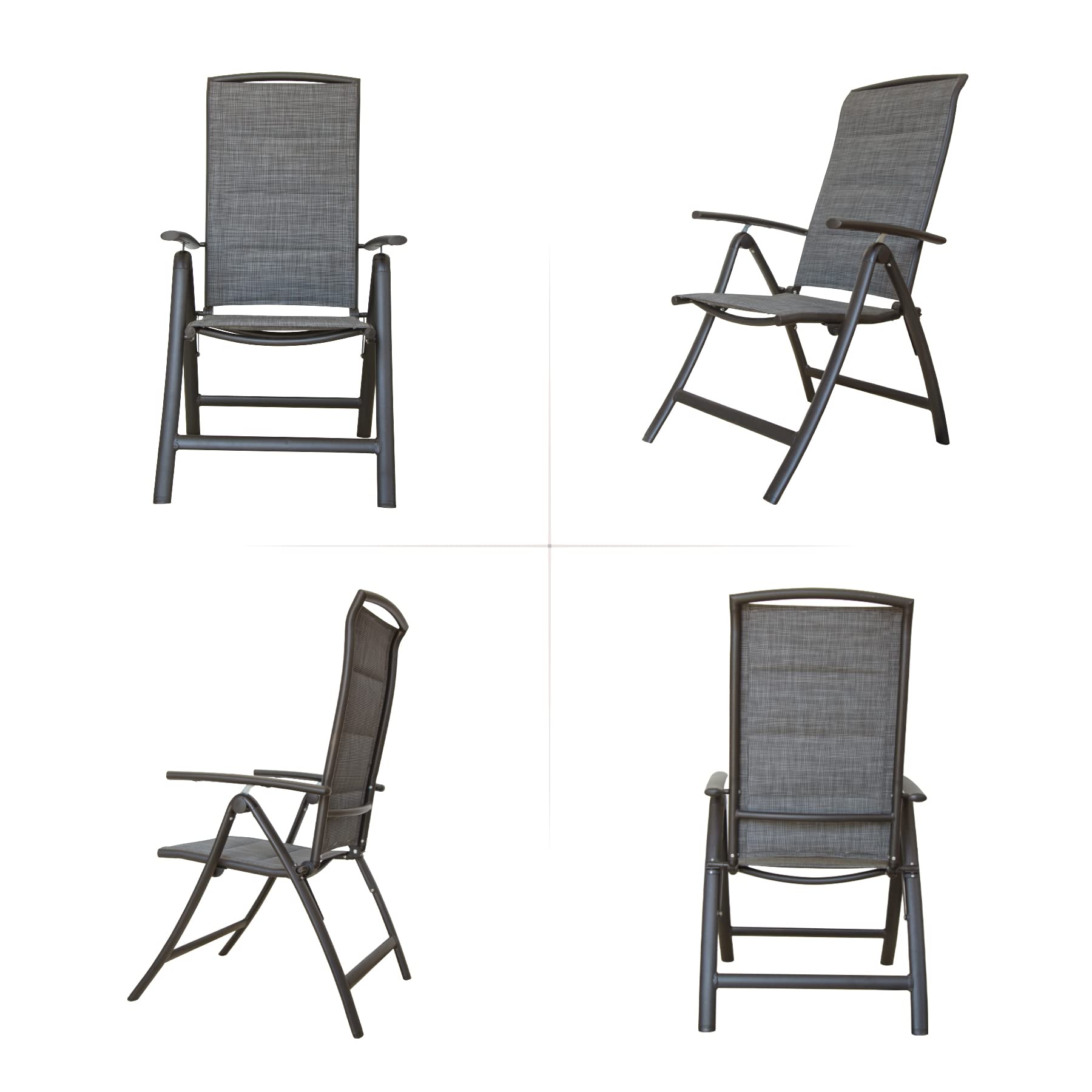 Domi Folding Patio Chairs Set of 2, Aluminium Frame Reclining Sling Lawn Chairs with Adjustable High Backrest, Patio Dining Chairs for Outdoor,Porch,Balcony (Double-Layered Textilene Fabric)