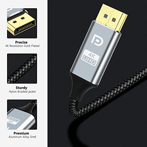 4K DisplayPort to HDMI Cable 15FT,[Aluminum Shell,Nylon Braided]High Speed,UHD(1440P 60Hz,1080P 120Hz) Unidirectional DP to HDMI Cable Cord for Dell,Monitor,Projector,Desktop, AMD,NVIDIA,Lenovo,HP