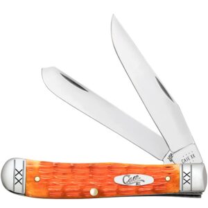 case knives case xx 35810 cayenne jigged bone handle 2 blade trapper, 6254 ss., orange