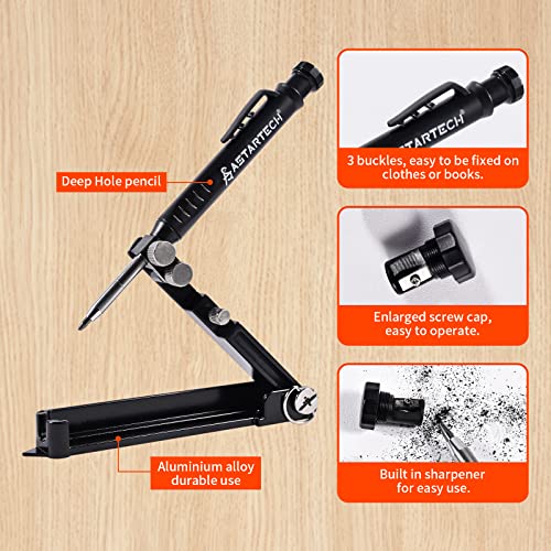 AS ASTARTECH Multi-function Aluminum Alloy Scribing Tool with Removable Construction Deep Hole Pencil, Contour Gauge Scriber Line Maker Measuring Tool, Perfect tool for DIY Woodworking