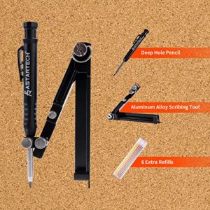 AS ASTARTECH Multi-function Aluminum Alloy Scribing Tool with Removable Construction Deep Hole Pencil, Contour Gauge Scriber Line Maker Measuring Tool, Perfect tool for DIY Woodworking