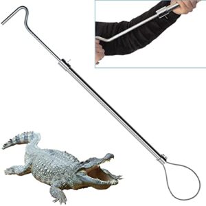 reayeaxn 52'' alligator catch pole extra long control tool capture noose stainless steel catching and releasing trap for dogs wolves goats catching game finders