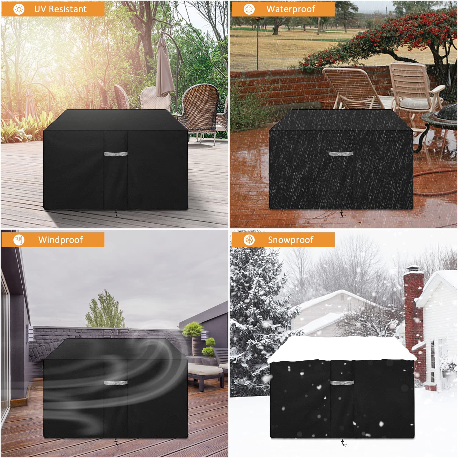 Dokon Square Fire Pit Cover with Air Vents, Waterproof, Anti-Fading, UV Resistant Heavy Duty 600D Oxford Fabric Patio Fire Table Cover, Firepit Cover (32"L x 32"W x 16"H) - Black