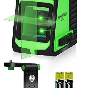 BEKOYWOY Green Beam Laser Level, Cross Line Laser with Dual Laser Module, 50ft Self-Leveling Vertical and Horizontal Line Selectable with 360° Magnetic Base, Battery Included (MQT-2)