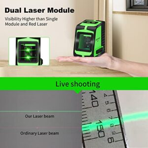 BEKOYWOY Green Beam Laser Level, Cross Line Laser with Dual Laser Module, 50ft Self-Leveling Vertical and Horizontal Line Selectable with 360° Magnetic Base, Battery Included (MQT-2)
