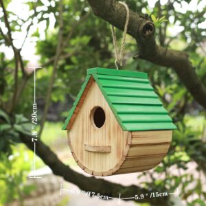 STARSWR Bird House,Outdoor Birdhouse, Natural Wooden Bird Houses for Outside Clearance Bluebird Finch Cardinals Hanging Bird Box Garden Viewing