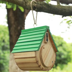 STARSWR Bird House,Outdoor Birdhouse, Natural Wooden Bird Houses for Outside Clearance Bluebird Finch Cardinals Hanging Bird Box Garden Viewing