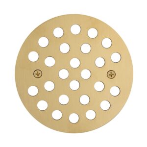 siseho brushed gold shower drain cover 4 1/4 inch round screw in，replacement cover grill filter，sus304 stainless steel brass surface