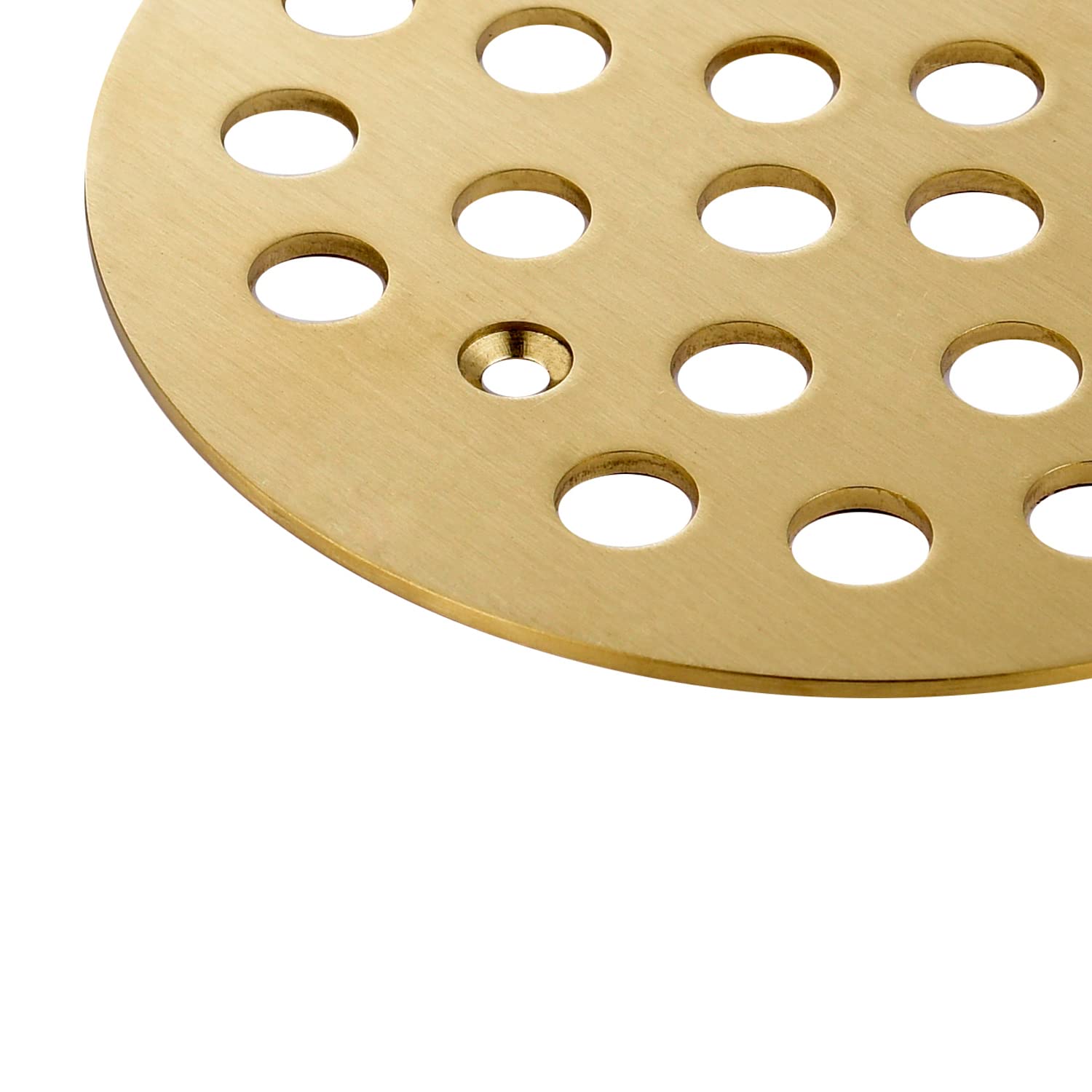 SISEHO Brushed Gold Shower Drain Cover 4 1/4 Inch Round Screw in，Replacement Cover Grill Filter，SUS304 Stainless Steel Brass Surface