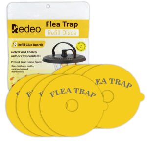 redeo flea trap refills discs 8 pcs sticky pad refills 6 inch natural glue board replacement for fleas bugs, odorless and safe for family and pets