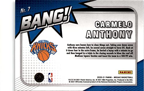 2020-21 Panini Mosaic Bang #7 Carmelo Anthony New York Knicks Basketball