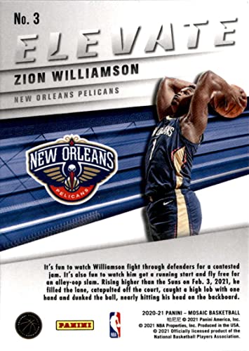 2020-21 Panini Mosaic Elevate #3 Zion Williamson New Orleans Pelicans Basketball