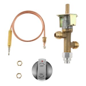 lemfema low pressure lpg propane gas fireplace fire pit flame failure safety control valve with thermocouple knob switch kit with 5/8”-18unf(3/8" flare inlet & outlet) for propane fire pit, fireplace