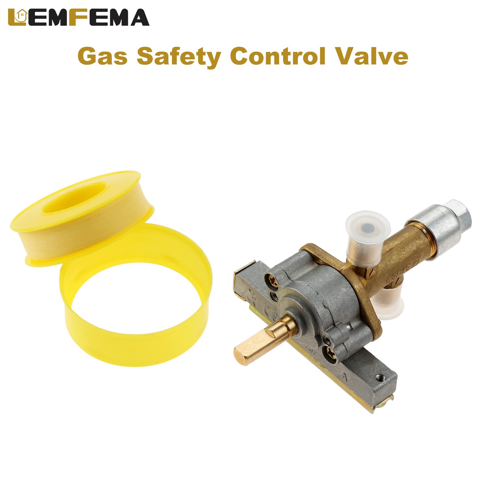 Lemfema Gas Safety Control Valve with Piezo Push Ignition Device Replacement for Garden Sun Propane Powered Patio Heater Repair Replaces Parts（7/16"-24 UNEF Inlet & Outlet）