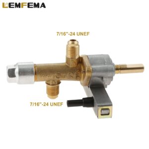 Lemfema Gas Safety Control Valve with Piezo Push Ignition Device Replacement for Garden Sun Propane Powered Patio Heater Repair Replaces Parts（7/16"-24 UNEF Inlet & Outlet）