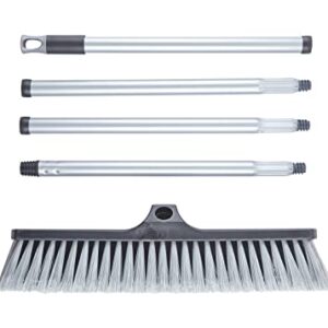 Push Broom Heavy-Duty Indoor Outdoor Floor Cleans Brush Bristles Adjustable Steel Handle Pole 55” Wide 16” Lightweight Scrub Sidewalk Driveway Yard Patio Garage Concrete Wood Stone Tile Wall