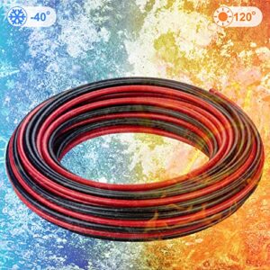 Shirbly Solar Panel Wire - 50FT Black & 50FT Red Tinned Copper Wire, 10AWG (6mm²) PV Wire Solar Extension Cable for Outdoor Automotive RV Boat Marine Solar Panel- Black & Red (10AWG 50FT)