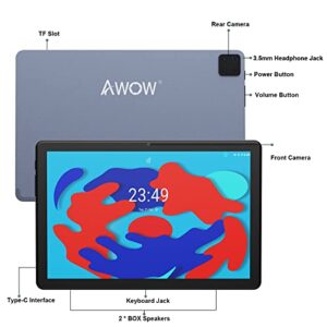 AWOW Android 11 Tablet 10 inch, Octa-Core Processor 64GB ROM(TF 512GB), FHD (1920x1200) IPS Touchscreen, 13MP Camera, BT5.0, 2.4G/5G WiFi, GPS Tablet PC GMS Certified