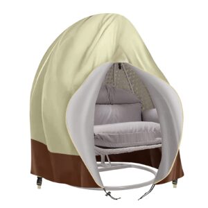 patio hanging egg chair cover outdoor double large egg chair covers waterproof 420d patio swing loveseat dust protector 91x80 inches (beige)