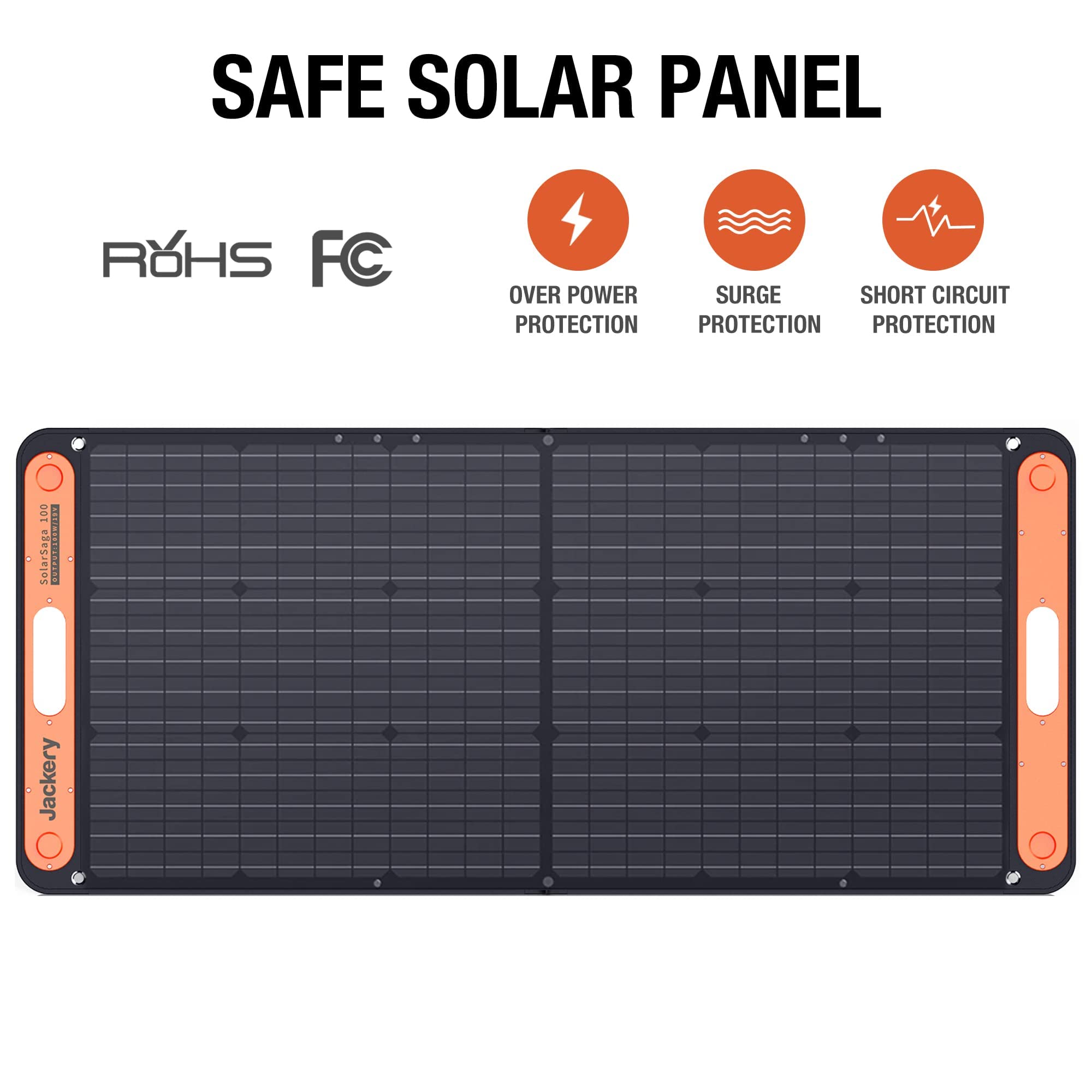 Jackery SolarSaga 100X Portable Solar Panel for Explorer 240/300/500/1000/1500 Power Station, Foldable PERC Solar Cell Solar Charger with USB Outputs for Phones (Can't Charge Explorer 440/ PowerPro)