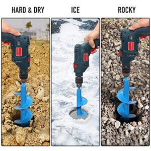 16" x 4" Upgraded Auger Drill Bit with Sharp Thickended Blades and Tungsten Steel Cemented Carbide - Ice Augers for Ice Fishing Intensive Blades for Planting for 3/8" Hex Drive Drill