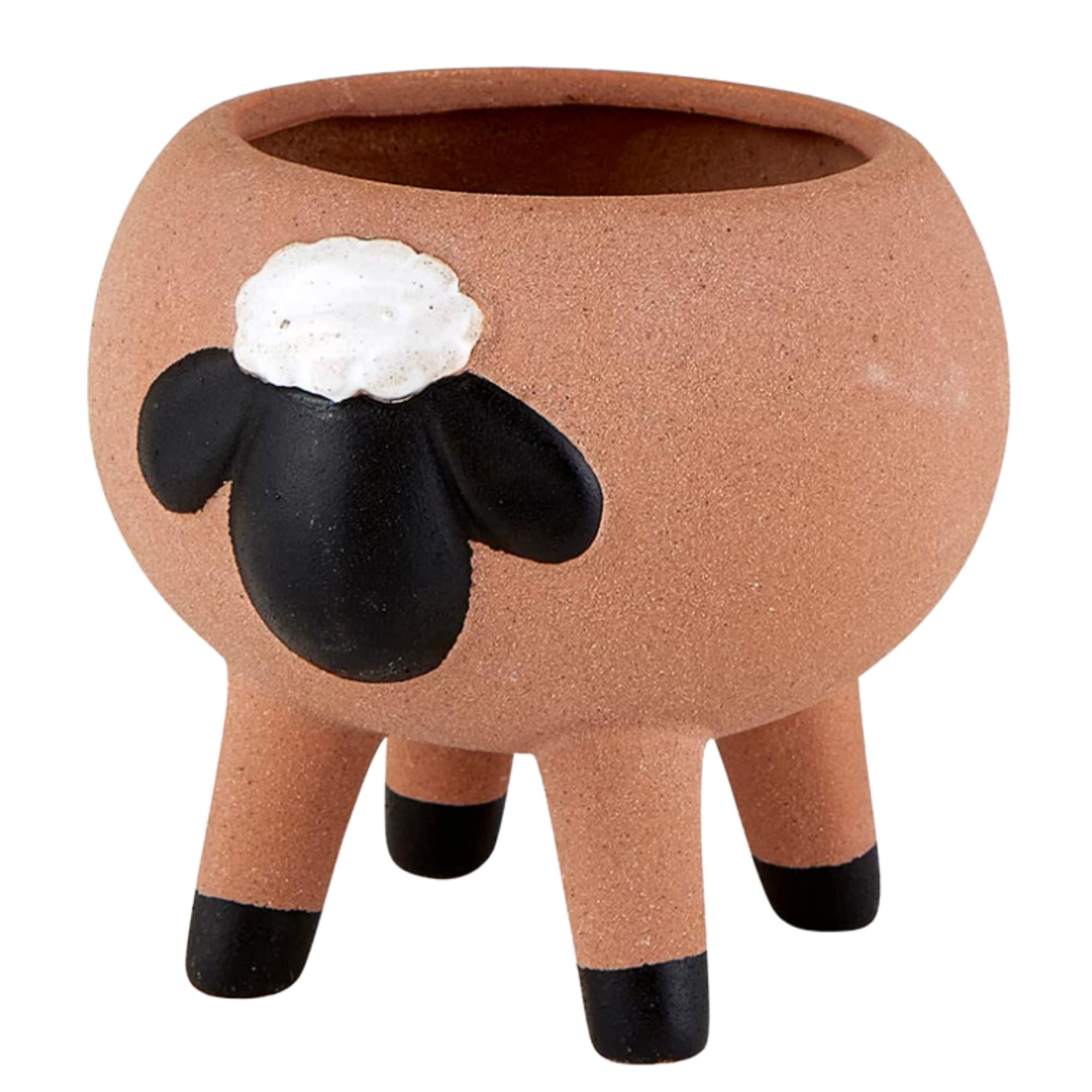 Small Ceramic Sheep Planter, Mini Planting Pots for Succulents, Cacti, and Indoor House Plants, 2.55 Inches