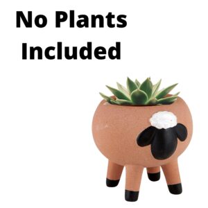 Small Ceramic Sheep Planter, Mini Planting Pots for Succulents, Cacti, and Indoor House Plants, 2.55 Inches