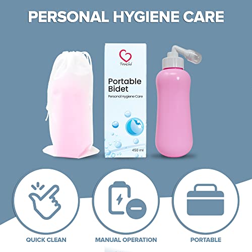 Touché Handheld Portable Bidet - Personal Empty Bottle Travel Bidet & Childbirth Cleaner - Great for Traveling, Camping, Women, Babies, Elderly - Peri Bottle Equipped with Retractable Spray Nozzle