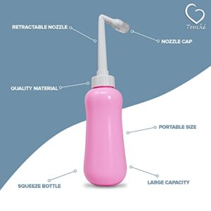 Touché Handheld Portable Bidet - Personal Empty Bottle Travel Bidet & Childbirth Cleaner - Great for Traveling, Camping, Women, Babies, Elderly - Peri Bottle Equipped with Retractable Spray Nozzle